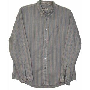 Men’s VTG 70’s 80’s Levi Button Down Shirt Sz XL Gray & Pink Embroidered Man